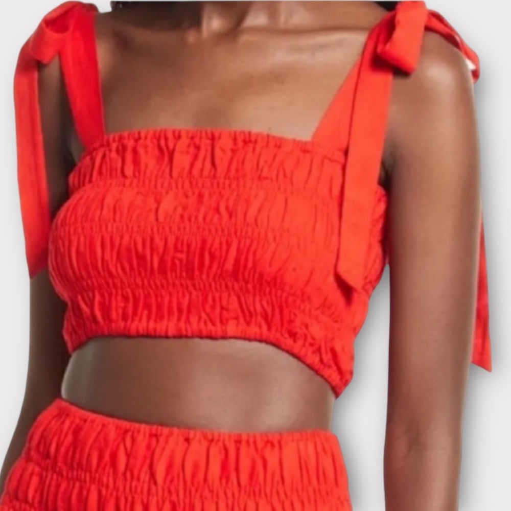 Charlie Holiday Anthropologie Womens Marsha Top Medium Smocked Crop Festival NWT